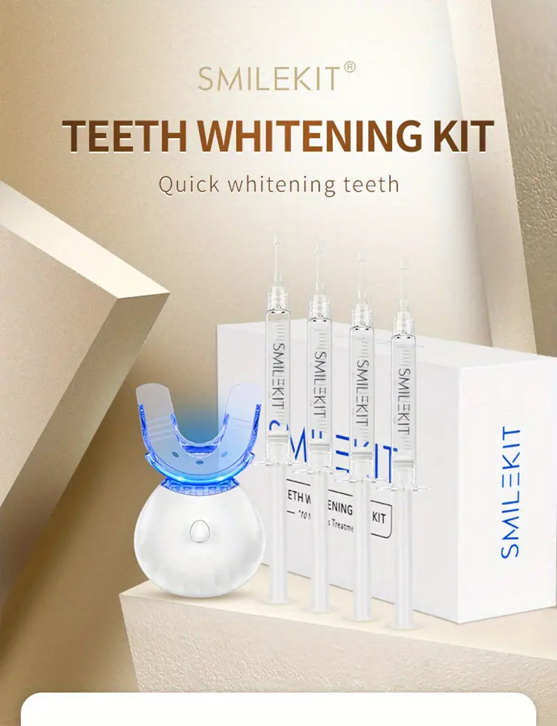 Teeth Whitening Kit with LED Light and Gel (4pcs)