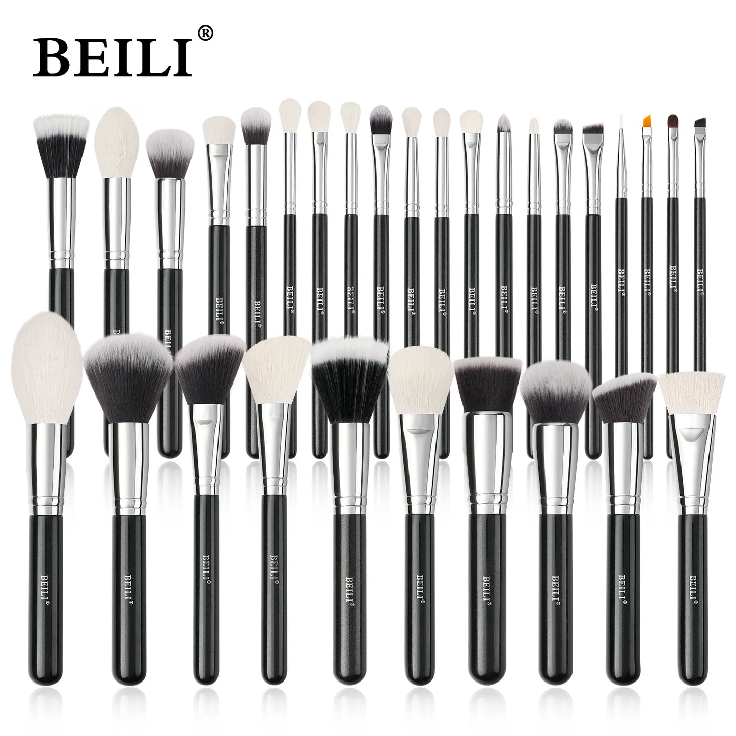 BEILI Black Makeup Brush Sets Professional Natural Goat Fiber Hair Brush Foundation Kakubi Contour Eyeshadow Beauty Tool Brochas