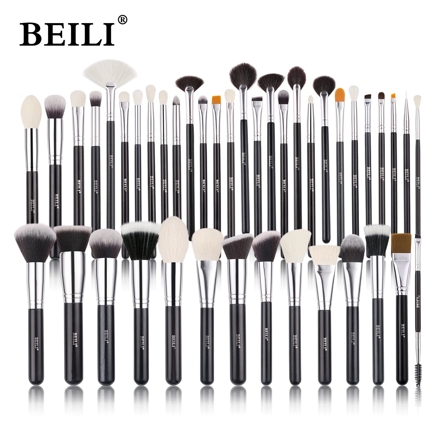 BEILI Black Makeup Brush Sets Professional Natural Goat Fiber Hair Brush Foundation Kakubi Contour Eyeshadow Beauty Tool Brochas