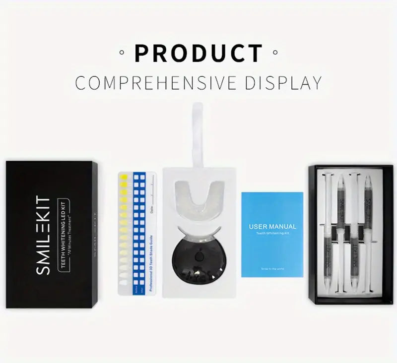Teeth Whitening Kit with LED Light and Gel (4pcs)